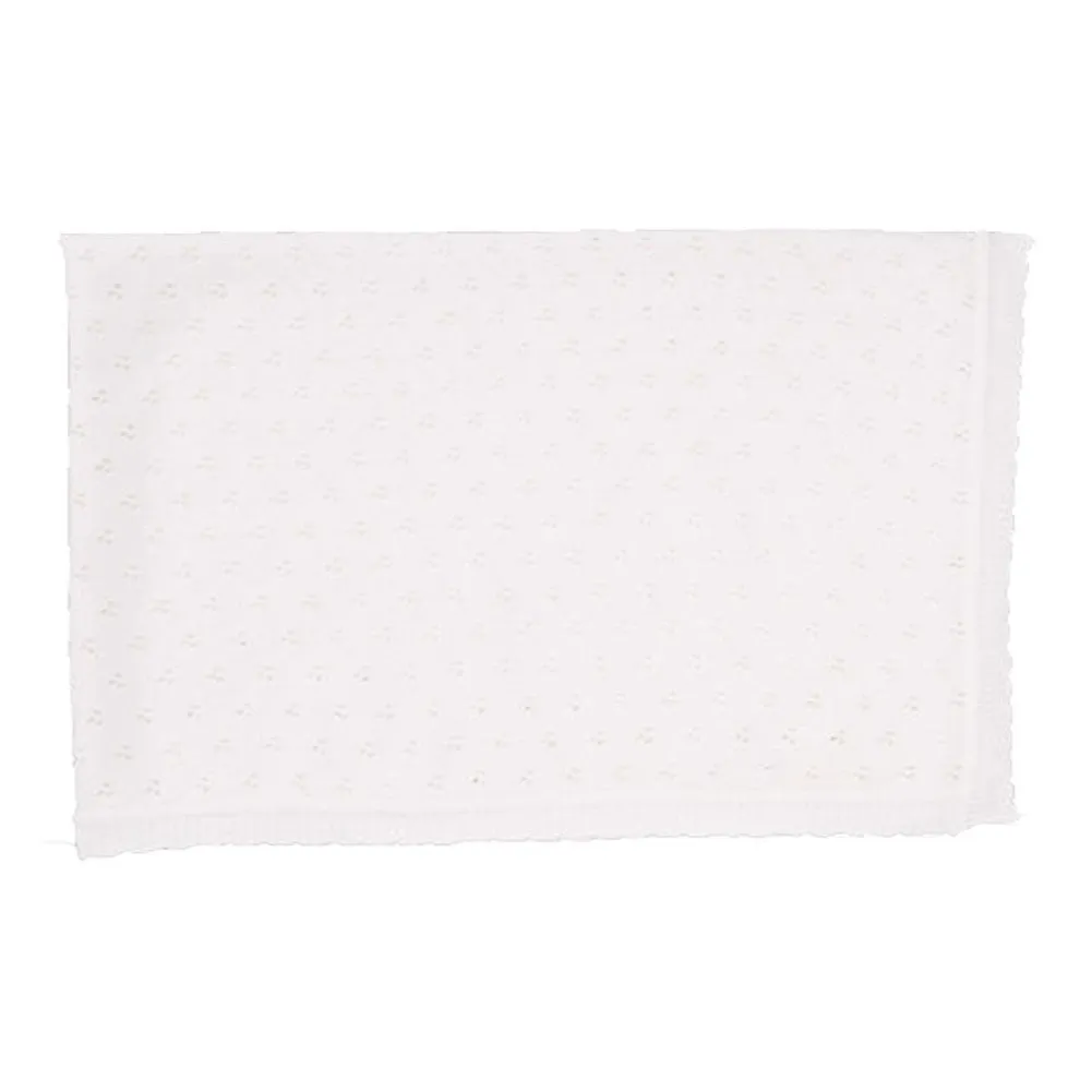 Baby Mode Pointelle Knit Blanket White