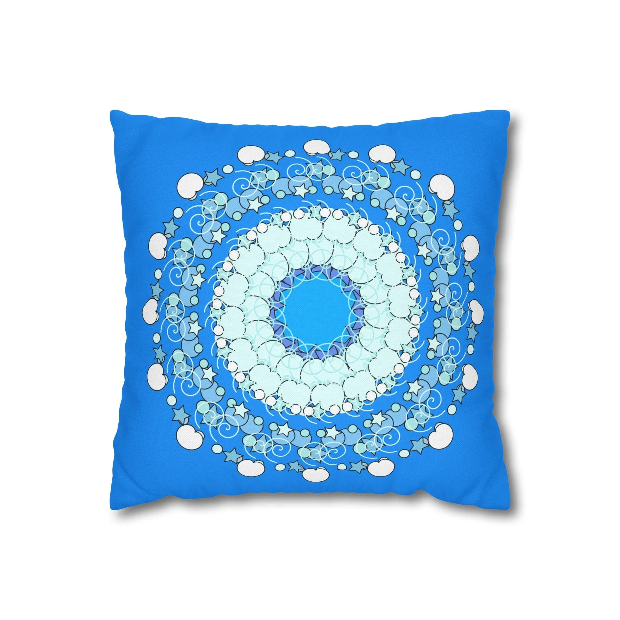 Handmade Mandala Design Kids' Pillowcase - Sky Blue Fine Art