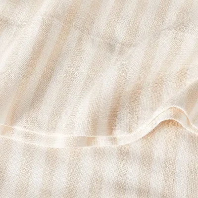 New - Standard Linen Blend Pillowcase Set Natural Stripe - Casaluna